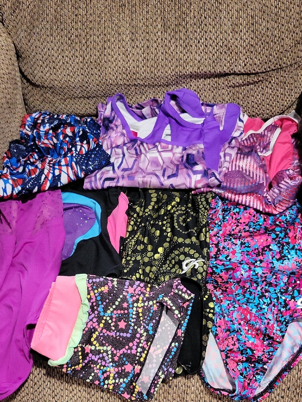 Assorted Colorful Girls Dance Or Gymnastics Purple, Pink, Blue & Black Patterns